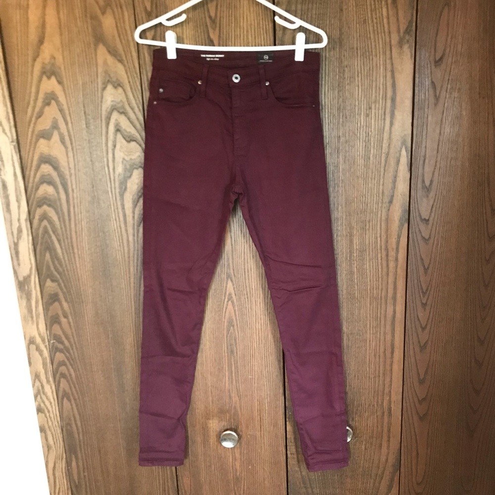 AG The Farrah High Rise Skinny Burgundy 27